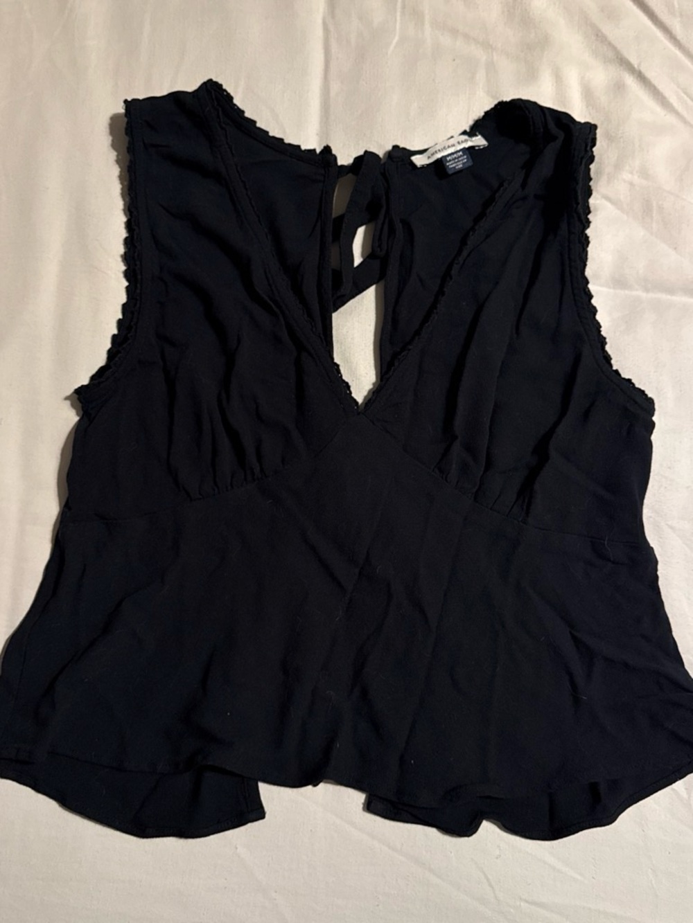 American Eagle Outfitters Black V-Neck Peplum Sleeveless Camisole
